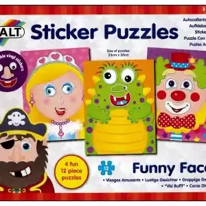 Reapris | Galt Sticker Puzzles - Funny Faces (4 x 12)
