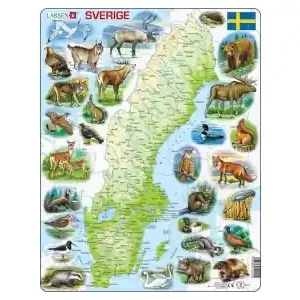 Larsen Rampussel - Sverigekarta med svenska djur (71) | Lågt pris