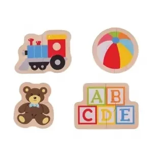 Bigjigs Two Piece Puzzles - Toys (4 x 2) - Direkt från fabriken