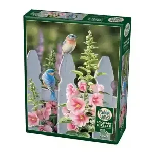 Cobble Hill Bluebirds and Hollyhocks (1000) | Slutrea