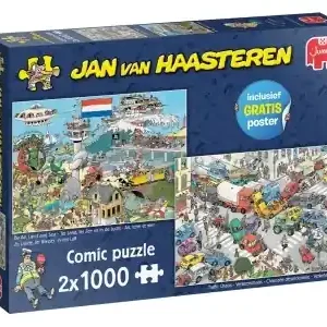 Begränsat antal - Jan Van Haasteren 2 x 1000 (Traffic Chaos, By Air Land and Sea)
