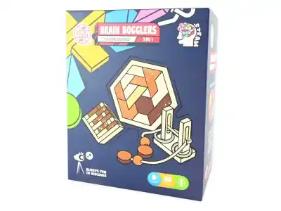 Robetoy Brain Bogglers Wooden IQ Puzzles - 3 in 1 | Finns tillgänglig