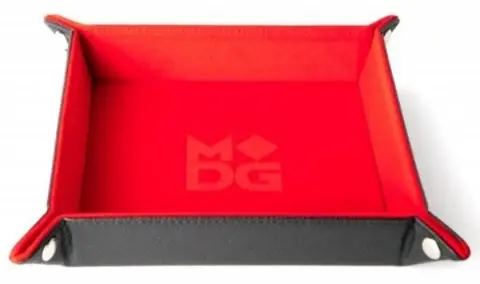 Velvet Folding Dice Tray 10x10 Red with Leather Backing | Professionell kvalitet