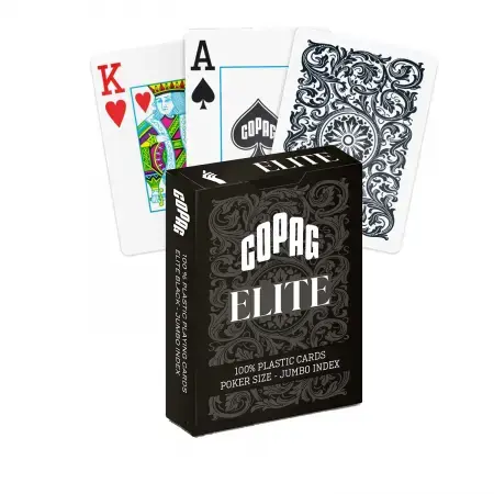 Lägg i varukorg | 1546 Elite Poker size Jumbo index playing cards (black) Copag