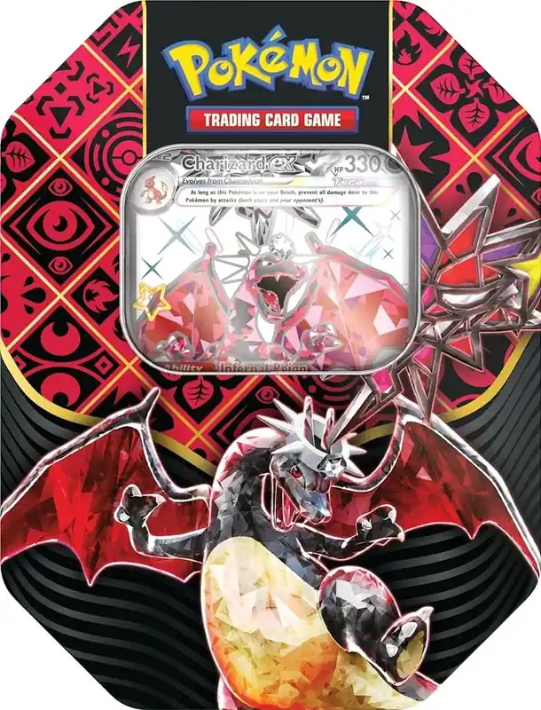 Precis tillagt | Pokémon TCG Scarlet & Violet - Paldean Fates Tin Shiny Charizard ex