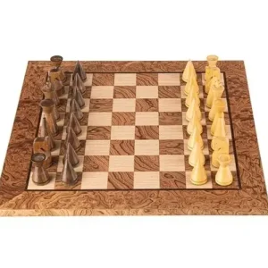 Walnut Burl Chess set 40x40cm with Modern Style Chessmen Manopoulos | Kundernas favorit