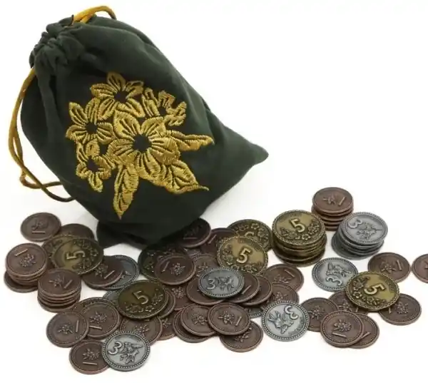Metal Coin Set with Floral Theme - For any Board Game - Precis inkommet