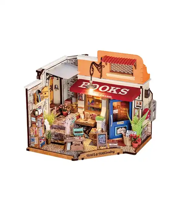 Corner Bookstore - DIY Miniature House, Bookshelf Decoration Kit - Rolife - Prisnedsättning
