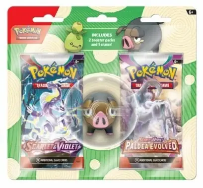 Superpris | Pokémon TCG 2 Booster Packs & Smoliv or Lechonk Eraser