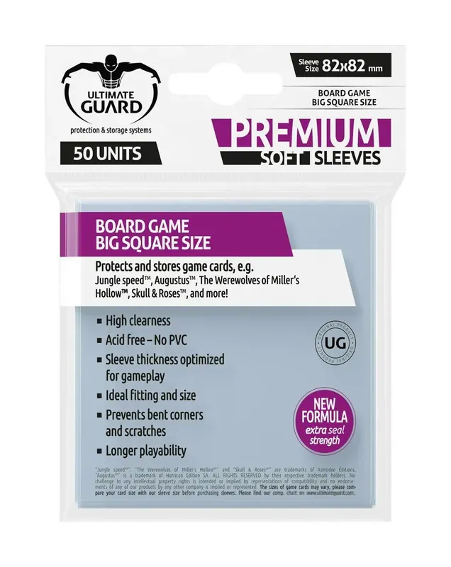 Kundfavorit - (82x82 mm) Ultimate Guard Premium Soft Sleeves for Board Game Cards Big Square (50)