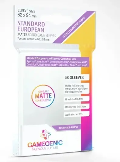 (62x94 mm) Gamegenic - Matte Standard European Sleeves | Rabatter