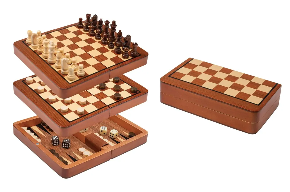 Premiumkvalitet - Chess Backgammon Checkers Set, travel, field18 mm, magnetic (2517)