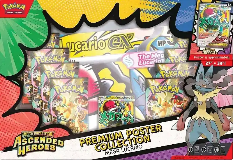 Utförsäljning | Pokémon TCG - Ascended Heroes Premium Poster Collection Mega Lucario (Max 1 per kund)