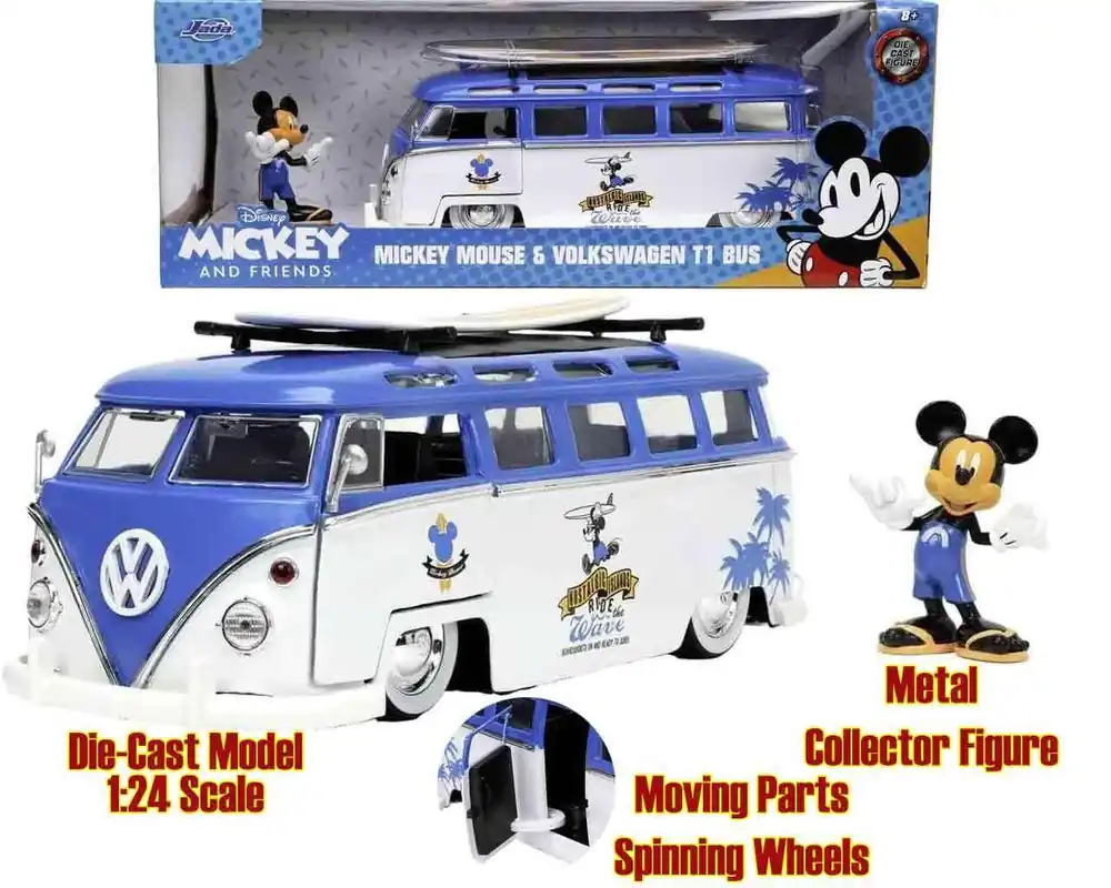 Superpris - Mickey Mouse Volkswagen T1 Buss 1967 - Die-Cast Modell 1 24