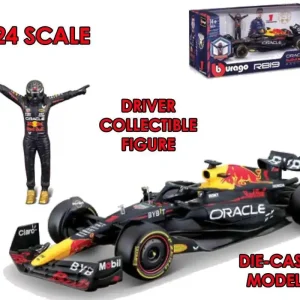 Få kvar i lager - F1 Red Bull Racing RB19 med Verstappen-figur - 1 24 Die-Cast Modell