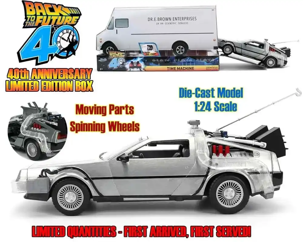 Back To The Future Part I - 1982 De Lorean Dmc 12 - 40-årsjubileumsbegränsad utgåva 1 24 Die-Cast Modell - Försäljningssuccé