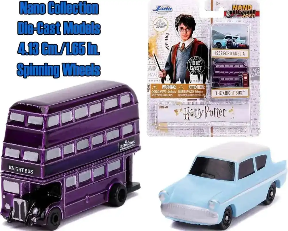 Harry Potter – Ford Anglia & Knight Bus – 2 Ford Anglia & Knight Bus Set – Die-cast Nano Modeller | Fyndpris
