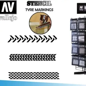 Vallejo Stencil STTX002 - Tyremarkings för Modeller | Kundernas favorit