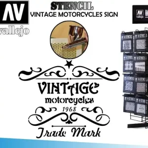 Vallejo Stencil STLET005 Vintage Motorcycles - Precis inkommet