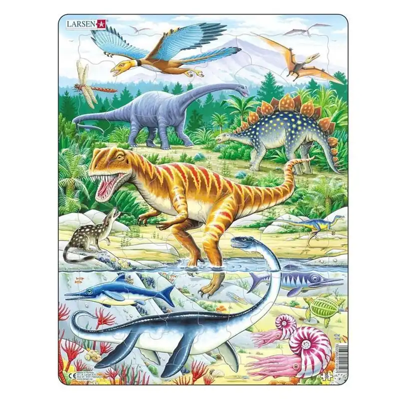 Expressfrakt - Larsen Puzzles Puzzle Dinosaurs - 35 pieces Maxi (36.5x28.5 cm) 2D Pussel
