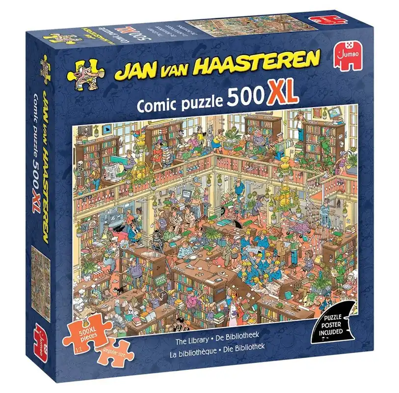 Jumbo Jan van Haasteren Jigsaw Puzzle - The Library - 500 XL pcs. 2D Pussel - Nytt lägre pris