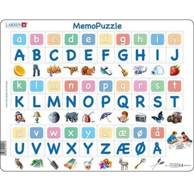Larsen Puzzles Puzzle MemoPuzzle. The alphabet with 29 uppercase and lowercase letters - 58 pieces Maxi (36.5x28.5 cm) 2D Pussel - Nyligen tillagt