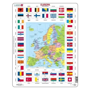 Professionell kvalitet - Selecta Play Larsen Map Europe with Flags 70 pcs. 2D Pussel