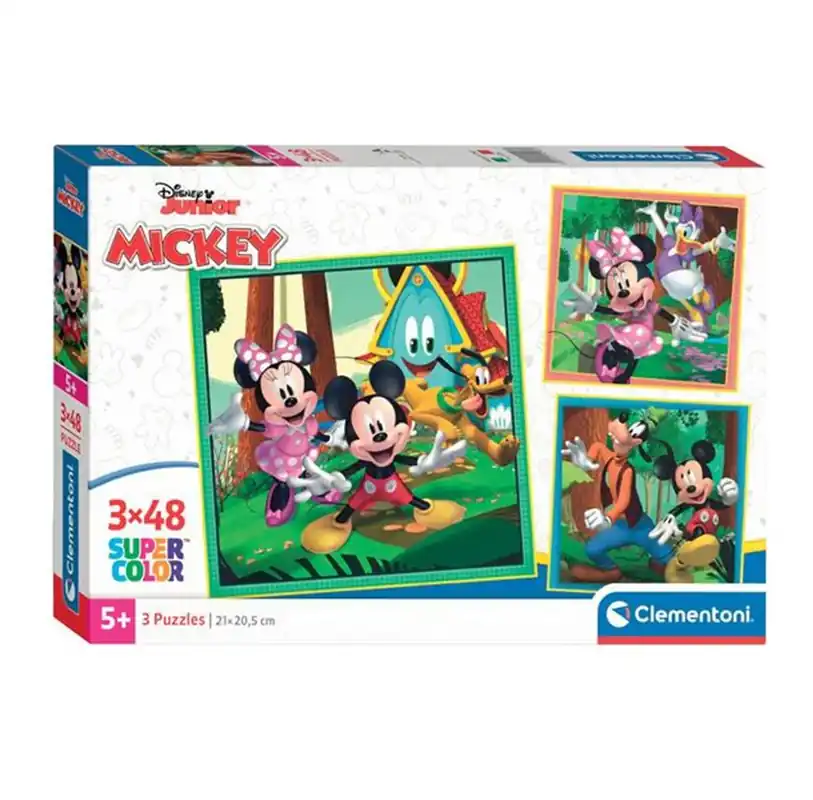 Erbjudande | Clementoni Jigsaw Puzzle Super Color Square Mickey and Friends 3x48pcs. 2D Pussel