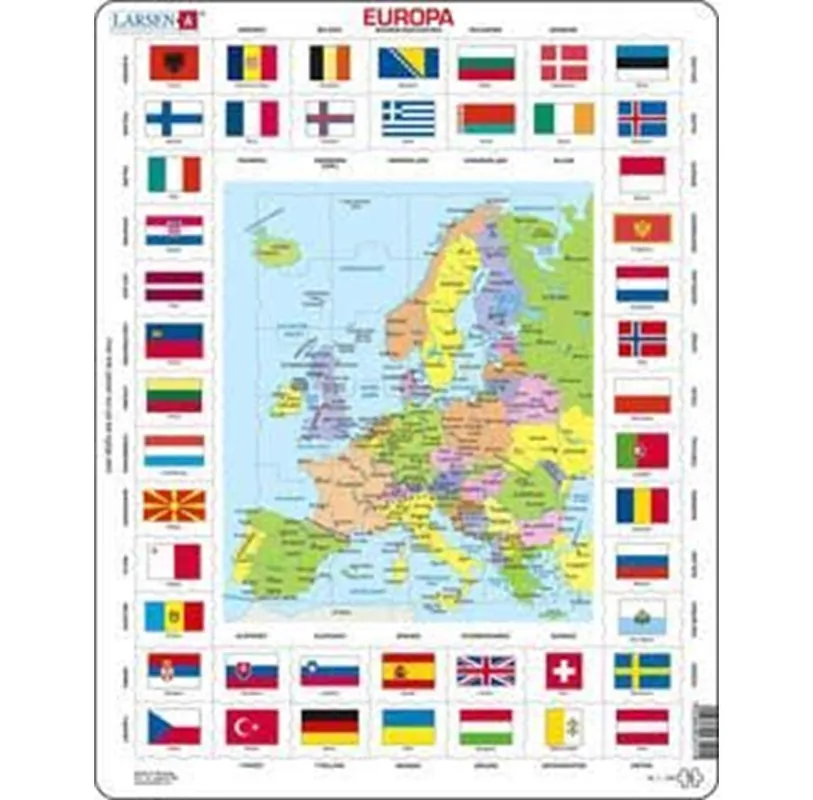Larsen Puzzles Puzzle Map/flag - Europe - 70 pieces Maxi (36.5x28.5 cm) 2D Pussel - Missa inte erbjudandet
