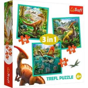 Trefl Puzzle - The Extraordinary World of Dinosaurs (3in1) 2D Pussel | Favorit hos kunderna