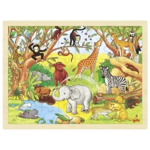 Mycket efterfrågad | Goki Wooden Jigsaw Puzzle - Jungle 48pcs. Trä