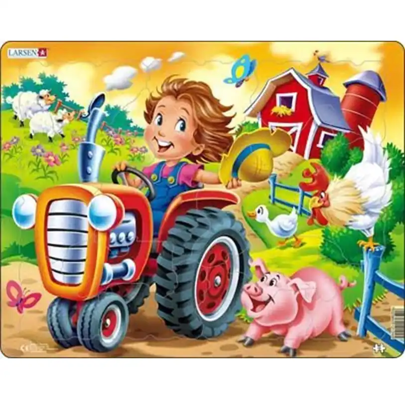 Larsen Puzzles Puzzle Child on tractor - 15 pieces Maxi (36.5x28.5 cm) 2D Pussel | Sista dagarna