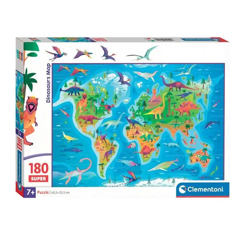 Fyndpris | Clementoni Jigsaw Puzzle Super Color Dinosaur Map 180pcs. 2D Pussel