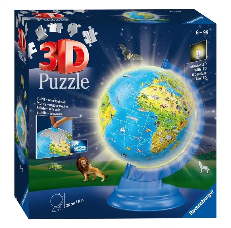 Ravensburger Light Up Children‘s World Map 3D Puzzle 180pc 3D pusselspel - Nytt i sortimentet