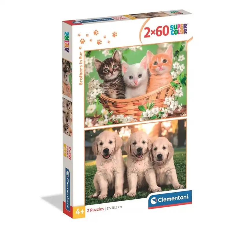 Sänkt pris | Clementoni Puzzle Noli Brothers In Fur 2x60 pieces 2D Pussel