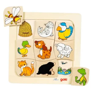 Goki Wooden Jigsaw Puzzle Who Lives Where? Trä - Rekommenderas