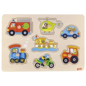 Goki Wooden Stud Puzzle Vehicles 7pcs. Trä | Premium