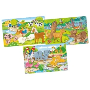 Goki Wooden Jigsaw Puzzle Animals Set of 3 Trä | Prisnedsättning