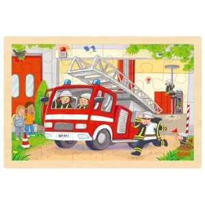 Toppsäljare - Goki Wooden Jigsaw Puzzle - Helicopter and Fire Truck - 24 pcs. Trä