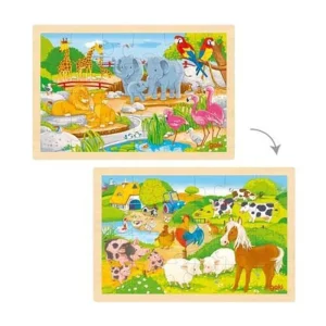 Goki Wooden Jigsaw Puzzle - Farm and Zoo - 24 pcs. Trä | Favorit