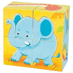 Gratis retur - Goki Wooden Block Puzzle Wild Animals 4 pcs. Trä