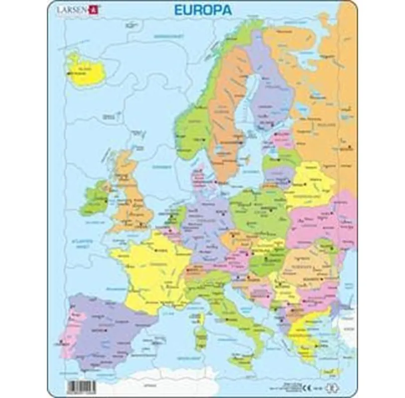 Larsen Puzzles Puzzle Europe Political - 37 pieces Maxi (36.5x28.5 cm) 2D Pussel - Professionell kvalitet