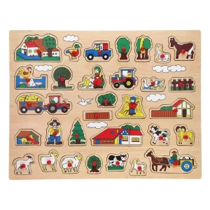 Kan beställas | Playwood Wooden Knob Puzzle Farm Extra Large - 32 pcs. Trä