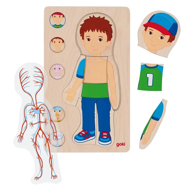 Goki Wooden Layer Puzzle Human Body Boy 29 pcs. | Kampanjpris