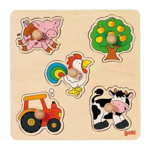 Fyndpris - Goki Wooden Stud Puzzle Farm Trä