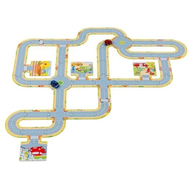 Goki - Floor Puzzle Roads with 2 Vehicles 47pcs. 2D Pussel - Trygg betalning