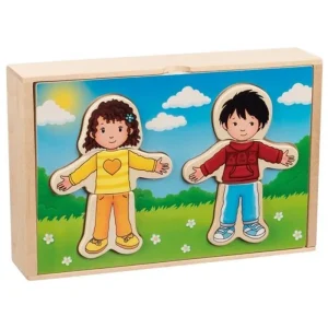 Extra rabatt | Goki Wooden Dress Up Puzzle Boy and Girl in Wooden Box 36 pcs. Trä