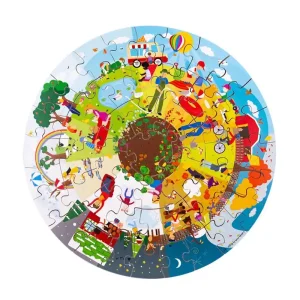 Kundfavorit - Bigjigs Wooden Seasons Floor Puzzle Round 50 pcs. Trä