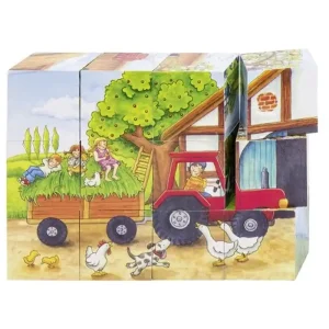 Goki Wooden Block Puzzle Seasons on the Farm 12 pcs. Block | Väl omtyckt