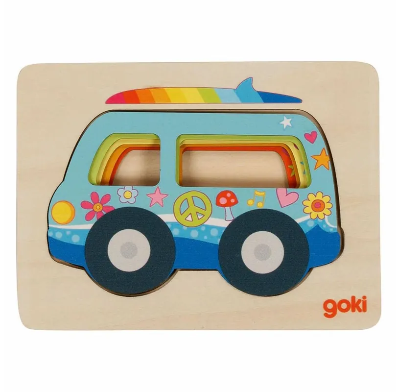 Goki Wooden Layer Puzzle Car 5 pcs. Trä - Extra rabatt